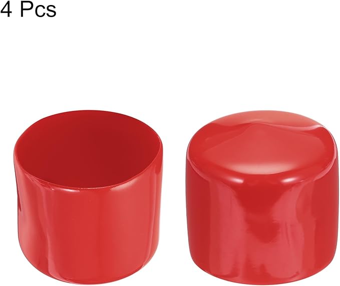 uxcell 4pcs Rubber End Caps 51mm ID Vinyl Round End Cap Cover Screw Thread Protectors Red, 40mm Height