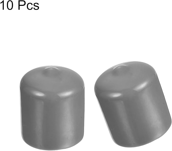 uxcell 10pcs Rubber End Caps 28mm ID Vinyl Round End Cap Cover Screw Thread Protector Light Grey