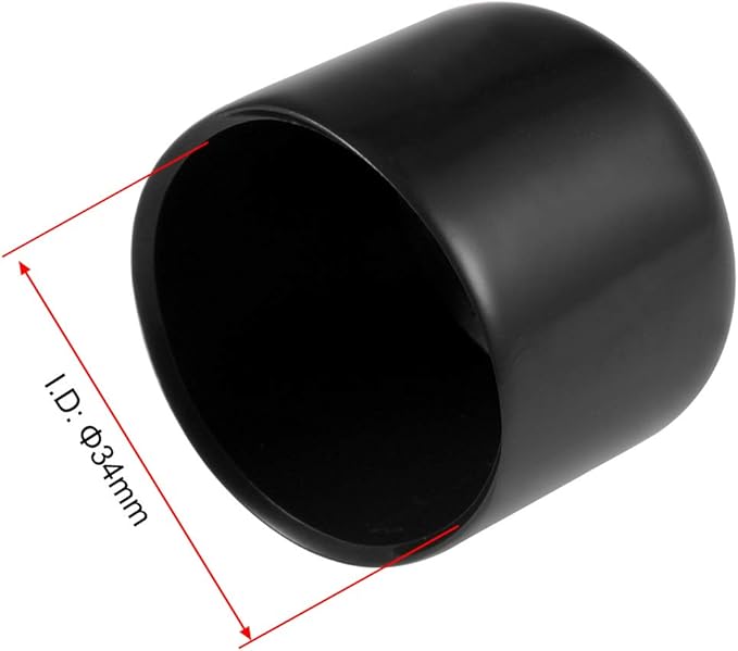 uxcell 5pcs Rubber End Caps 34mm ID Vinyl Round Tube Bolt Cap Cover Screw Thread Protectors Black