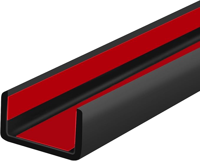 Rubber Edge Trim, 1-3/8 inch (35mm) Wide U Channel Edge Trim, Big Size U Shaped Trim, Self Adhesive Edge Banding for Plywood, Woods,Interior Doors, Countertop, Length 20Ft, Black