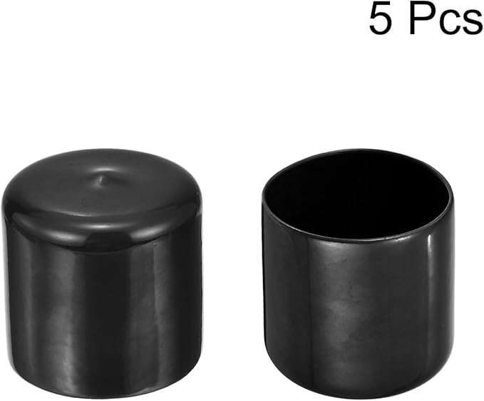uxcell 5pcs Rubber End Caps 1 11/16"(43mm) ID Vinyl PVC Round Tube Bolt Cap Cover Screw Thread Protectors Black
