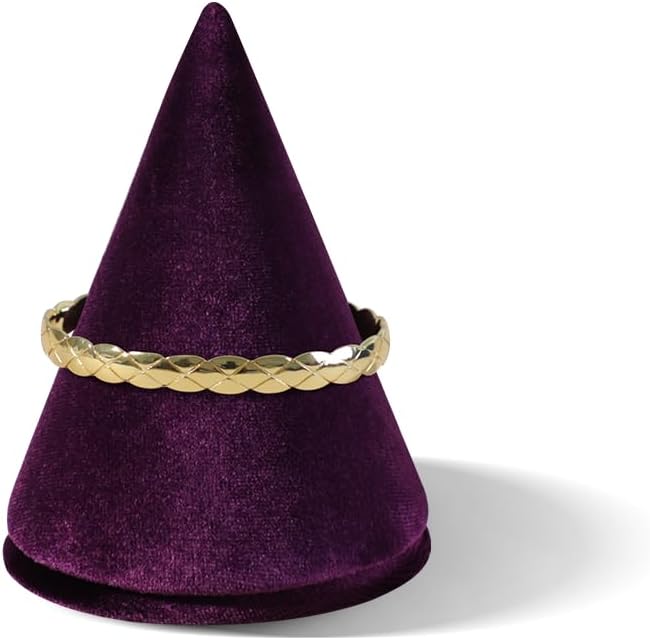 Resilient Velvet Bracelet Display Stand, Cone-Shaped Bangle Storage Holder For Jewelry Store Retail Countertop Organizer Stand (Purple, Resilient Velvet)
