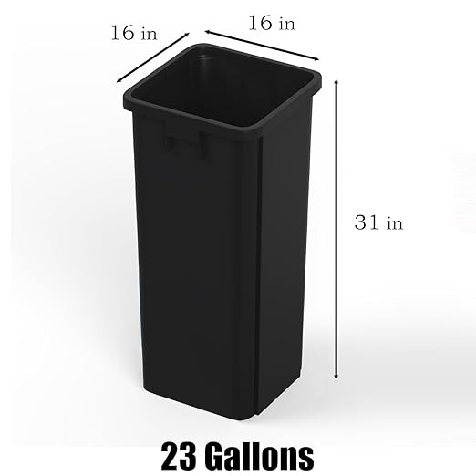 23 Gallon Black Square Commercial Trash | Garbage Can - Outdoor, Office, Restaurant, School, Kitchen