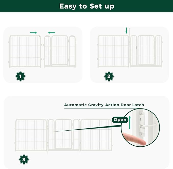 FXW Garden Fence Outdoor for The Yard – 40in(H) x 72.9ft(L) Heavy Duty Metal Animal Barrier for Dog and Rabbit, Decorative Dog Fence, 32 Panels, White
