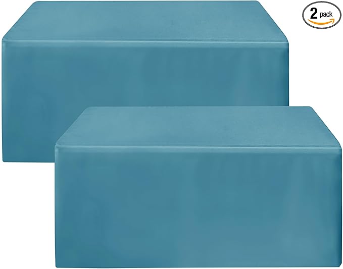 HolidayIdeas Fitted Teal Table Covers - 96 x 30 Inch - 2 Pack Rectangle Tablecloths for 8 Foot Tables, Polyester Fabric Tablecloth for Parties, Baby Shower, Wedding, Trade Show
