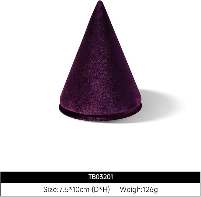 Resilient Velvet Bracelet Display Stand, Cone-Shaped Bangle Storage Holder For Jewelry Store Retail Countertop Organizer Stand (Purple, Resilient Velvet)