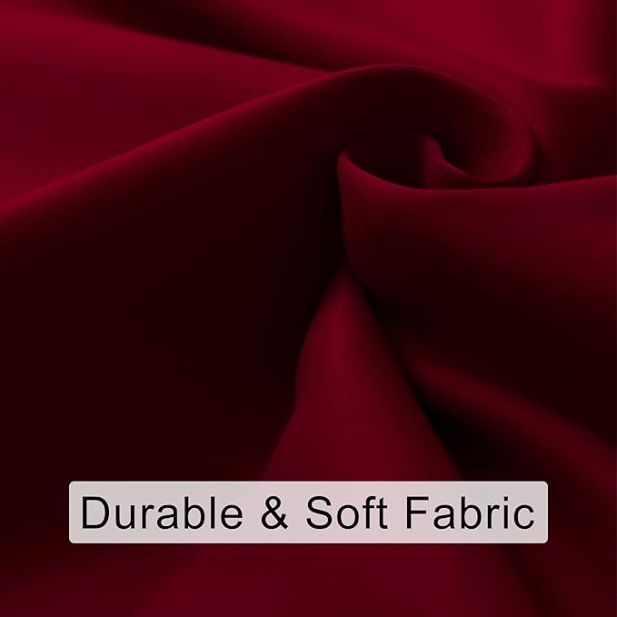 JIUZHEN Short Blackout Curtains for Small Window - Cafe Room Darkening Privacy Thermal Insulated Half Window Curtains Tiers for Bathroom,Kitchen, W 42 x L 36, Set of 2 Panels with Tiebacks, Red