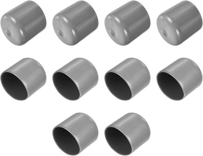 uxcell 10pcs Rubber End Caps 33mm ID Vinyl Round End Cap Cover Screw Thread Protector Light Grey