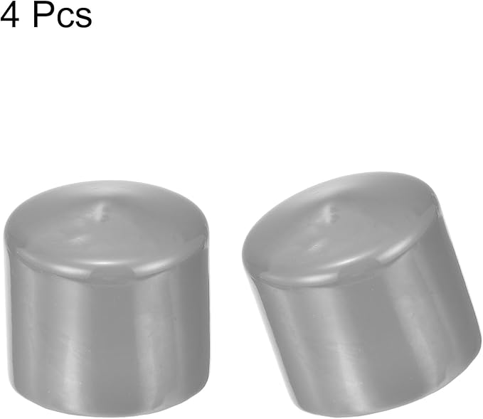 uxcell 4pcs Rubber End Caps 52mm ID Vinyl Round End Cap Cover Screw Thread Protectors Light Gray, 40mm Height