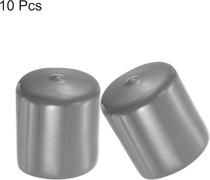 uxcell 10pcs Rubber End Caps 38mm ID Vinyl Round End Cap Cover Screw Thread Protectors Dark Grey