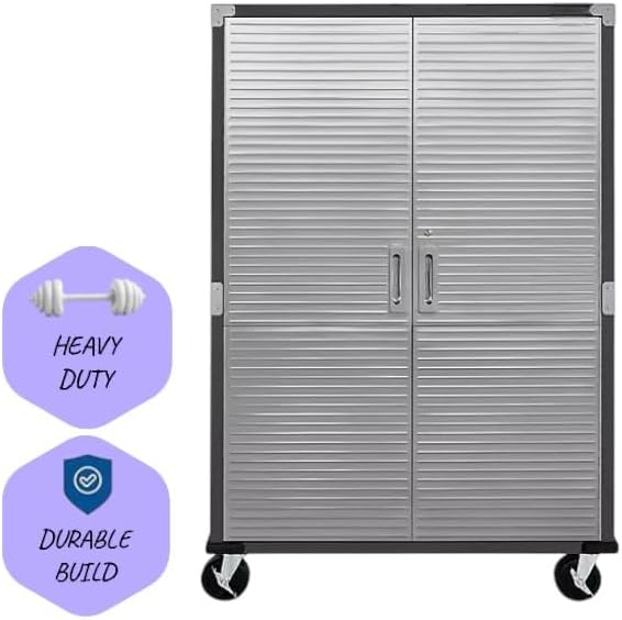 Heavy Duty Storage Solid Stainless Steel Cabinet with Lockable, Adjustable Shelf, Metal Garage Organizer (Graphite, 48" W x 18" D x 72" H)