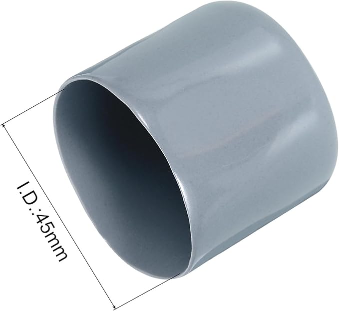 uxcell 4pcs Rubber End Caps 45mm ID Vinyl Round Tube Bolt Cap Cover Screw Thread Protectors Grey, 40mm Height