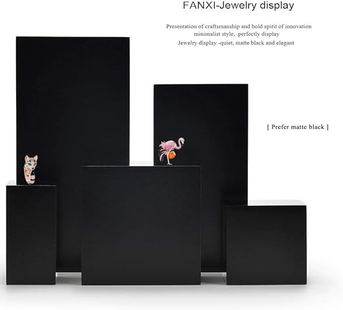Oirlv Solid Wood Minimalism Style Jewelry Display Stand Showcase Jewelry Organizer Black Square Holder (SM05303)