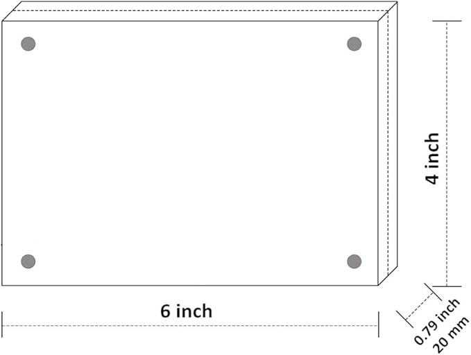 NIUBEE 4x6 Acrylic Photo Frame 3 Packs, Picture Frame 20% Thicker Block, Clear Frameless Acrylic Frames Double Sided，Magnetic frames for Desktop