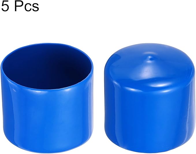 uxcell 5pcs Rubber End Caps 50mm(2 Inch) ID Vinyl PVC Round Tube Bolt Cap Cover Screw Thread Protectors Blue
