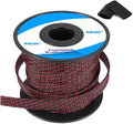 100Ft-1/8inch PET Expandable Braided Wire Sleeving,Wire Loom Cable Sleeve for TV,Computer,Home Theater,Automotive,Home Industrial,Electrical Wires,Chemical,Protect Cat from Chewing Cords,BlackRed