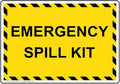 ComplianceSigns.com Emergency Spill Kit Label Decal, 5 x 3.5 inch 4-Pack Vinyl for Hazmat Industrial Notices Facilities, American Made Safety Stickers