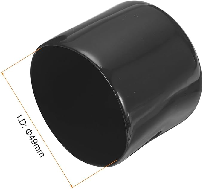 uxcell 4pcs Rubber End Caps 49mm ID Vinyl Round End Cap Cover Screw Thread Protectors Black, 40mm Height