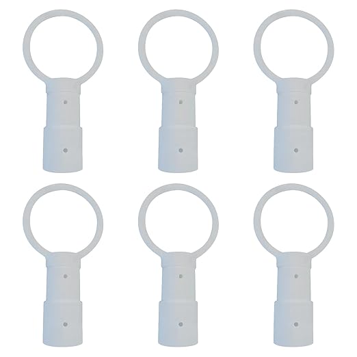 Xpose Safety Heavy-Duty White Plastic Connector Rings (6 Packs) | Universal Replacement End-Loops for Safety Cone Retractable Bar & Pole Barriers