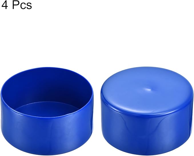 uxcell 4pcs Rubber End Caps 100mm ID Vinyl Round Tube Bolt Cap Cover Screw Thread Protectors Blue, 50mm Height