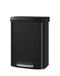 Garvee 16 gal / 60 L Metal Trash Can with Lid, Large Garbage Can for Kitchen, Rustproof Step-on Kitchen Metal Trash Bin with Liner Rim, Rear Handle, Soft Close Plastic Lid, Black