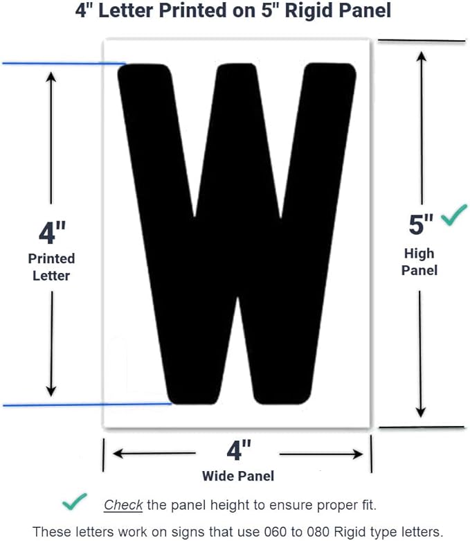 4'' on 5 inch Marquee Sign Letters, the 4'' Outdoor Marquee Letter is printed on 5'' high 060 mill thick clear rigid acrylic panel, for Outdoor Reader Board Signs , 330+ per set, Sign Letter Depot - Made in USA