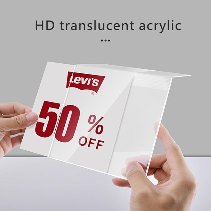 Self Adhesive Label Holder Acrylic Price Tag Displays Sign Holder Clear Table Counter Top Stand 2 Pack (150*150mm/5.9*5.9 inches)