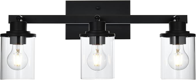 Yaohong 3-Light Kitchen Track Light Fixtures Ceiling Vanity Lights Black, Bathroom Track Lighting Kit with Ajustable Heads, Modern Wall Ceiling Tracking Light for Hallway Shop