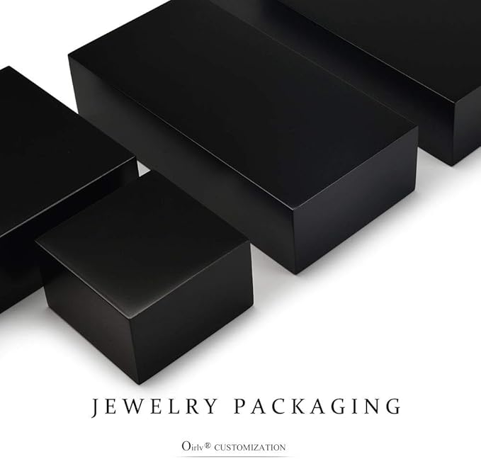 Oirlv Solid Wood Minimalism Style Jewelry Display Stand Showcase Jewelry Organizer Black Square Holder (SM05304)