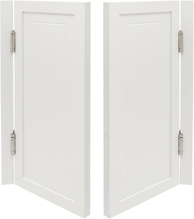 Solid Wood Interior Swing Door with Metal Hinges - Swinging Cafe Doors for Kitchen, Stairs, Bedroom Entrance & Partition (White, 35.43"X35.43")
