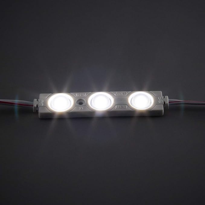 200 PCS DC12V White 6500K Injection 3 LED Module 1.32W Waterproof Decorative Back Light for Letter Sign Advertising Signs with Tape Adhesive Backside