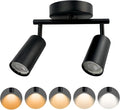 Jolux LED 2 Light Track Lighting Kit, Black 2 Way Ceiling Spot Lighting, Included 2 GU10 Bulbs 750LM 5CCT Selectable,Flexibly Rotatable Light Head for Kitchen Gallery Art Walls Hallway Living Room
