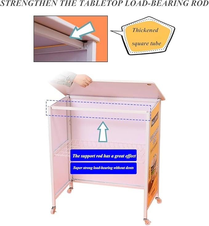 Folding Portable Promotion Counter Table - Pop Up Podium for Trade Shows, Events & Tastings, Commercial Display Booth Kiosk with Banner Stand(Size:80 * 40 * 180cm,Color:MDF Board)