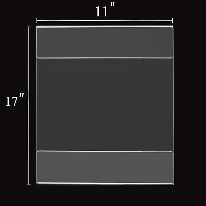 PecMuikee Acrylic Sign Holder 11 x 17 Horizontal Wall Mount Sign Holders Clear Acrylic Frame with Double Sided Tape Clear Poster Frames Plastic Sign Holder for Office, Home, Landscape, 2 Pack