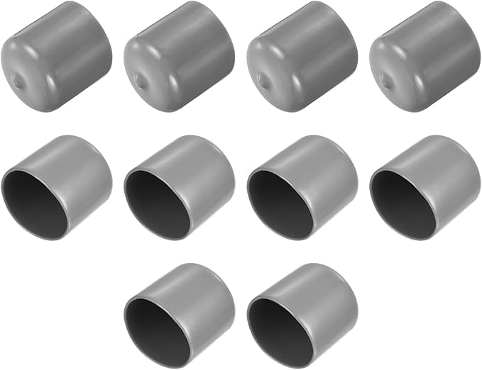 uxcell 10pcs Rubber End Caps 31mm ID Vinyl Round End Cap Cover Screw Thread Protector Light Grey