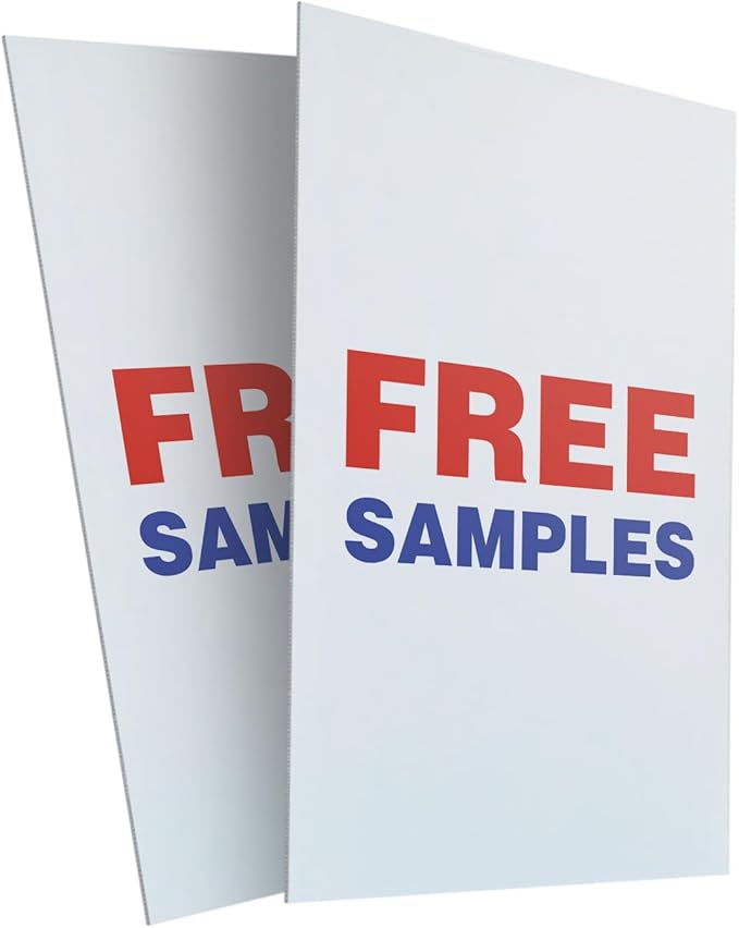 Free Samples (2-Pack) 24 Inch x 36 Inch Plastic Signs | Sign Insert 4mm Corrugated Plastic Signs Storefront Window Poster | Retail Promotions, Customer Incentives, Business Signage | Made in USA
