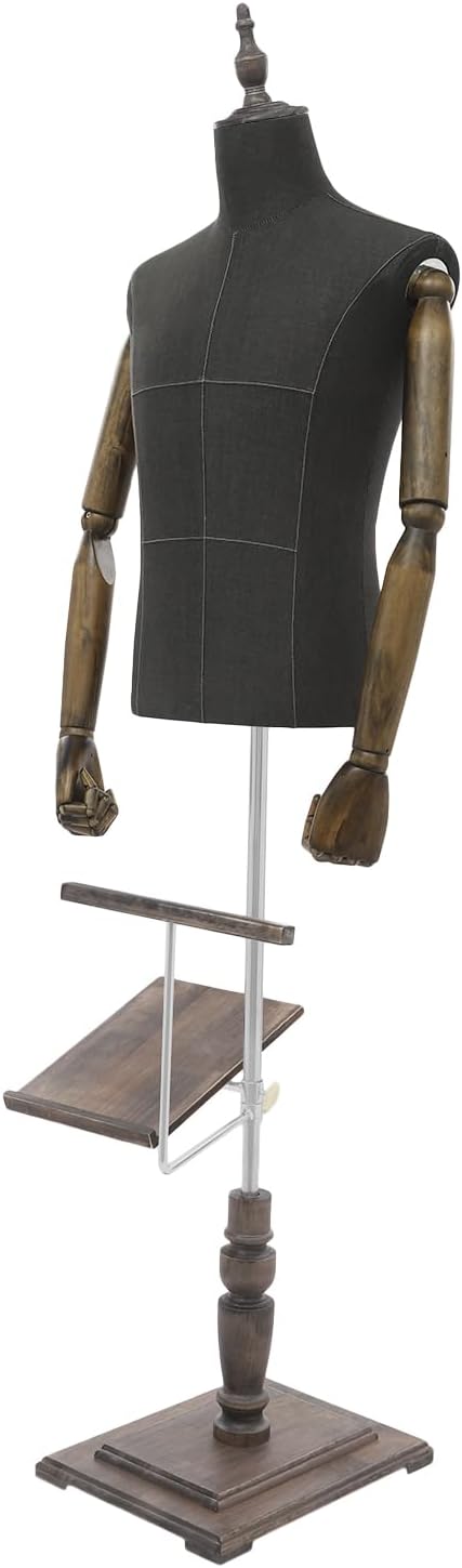 Male Dress Form Mannequin, Adjustable Height 4.43-5.91 ft for Clothing Display, with Detachable Shoe Holder & Pants Rack, Store Window Display Props for Retail, Boutique, Visual Merchandising