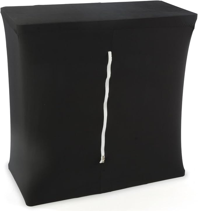 Portable Trade Show Counter Kiosk with Pop Up Stand, 38"W x 38.5"H, Stretch Cover, Wheeled Case