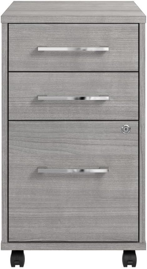 Bush Business Furniture Hustle 3 Drawer Rolling File Cabinet in Platinum Gray, Mobile Document Storage for Home and Professional Office