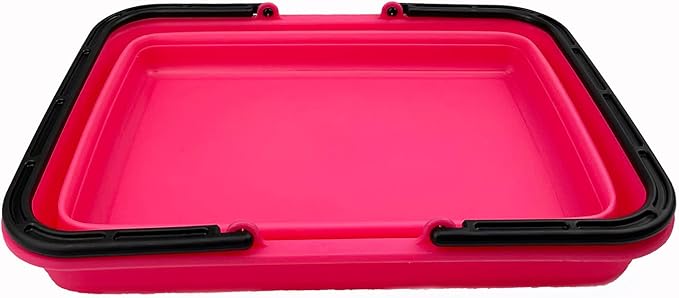 SAMMART Collapsible Basket with Handle 8L (2.1 Gallon) - Portable Outdoor Picnic Basket/Crate - Foldable Basin for Washing Dishes,Camping,Hiking (Rose Pink)