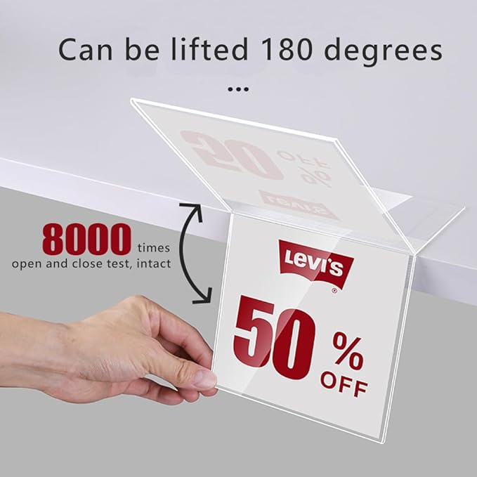 Self Adhesive Label Holder Acrylic Price Tag Displays Sign Holder Clear Table Counter Top Stand 2 Pack (（A4） 297*210mm/11.69*8.27 inches )