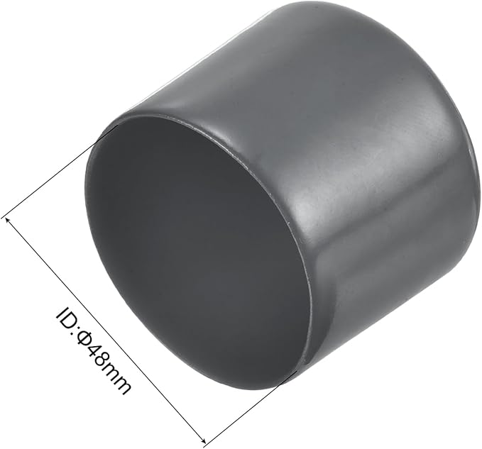 uxcell 4pcs Rubber End Caps 1 7/8"(48mm) ID Vinyl Round End Cap Cover Screw Thread Protectors Dark Grey, 40mm Height
