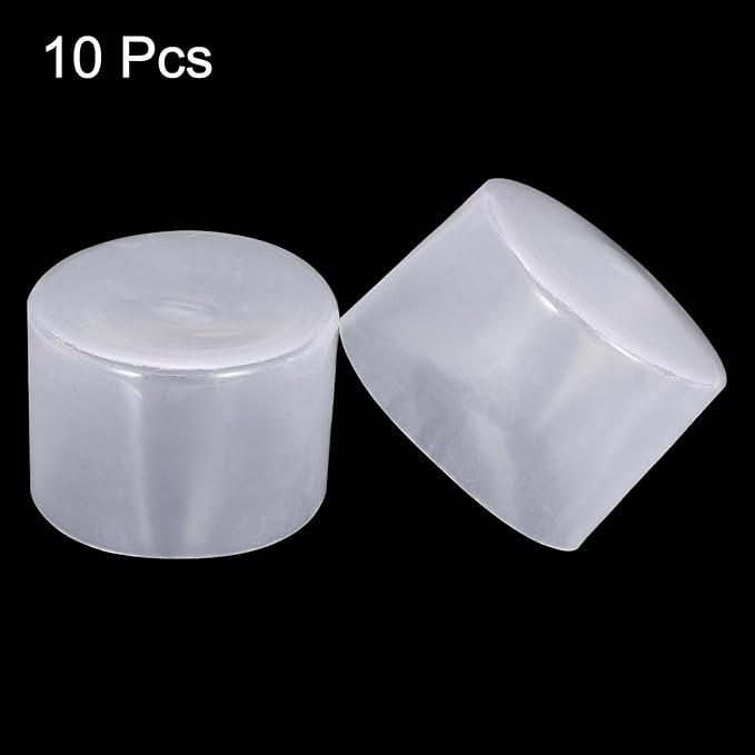 uxcell 10pcs Rubber End Caps 60mm(2.4") ID Vinyl Round End Cap Cover Screw Thread Protectors Clear