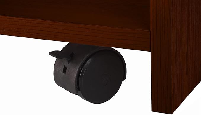 Displays2go Hostess Station, Hidden Wheels, Adjustable Shelf, Mahogany (LCKDPHSSM)