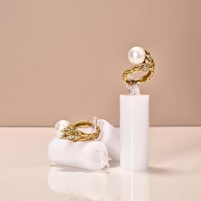 Oirlv Acrylic Jewelry Display Stand Ring Showcase Display Holder 7 PCS Rings Stand (White)