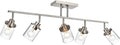 Yaohong 5-Light Brushed Nickel Track Lighting Fixture for Ceiling Mounting Bathroom Vanity Wall Scones with Rotatable Spotlight, Kitchen Track Lighting Fixture with Glass Shade for a Shop Hallway