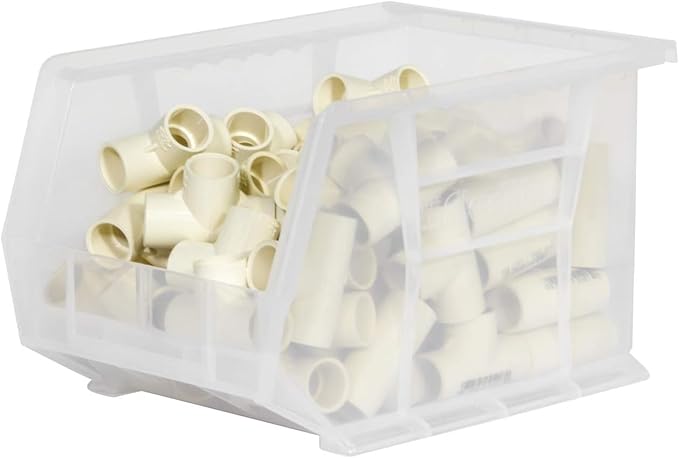Akro-Mils 30239 AkroBins Plastic Storage Bins, Space-Saving Stackable Bins for Garage, Pantry, Craft Organization, 11-" x 8-" x 7-", Black, 6-Pack