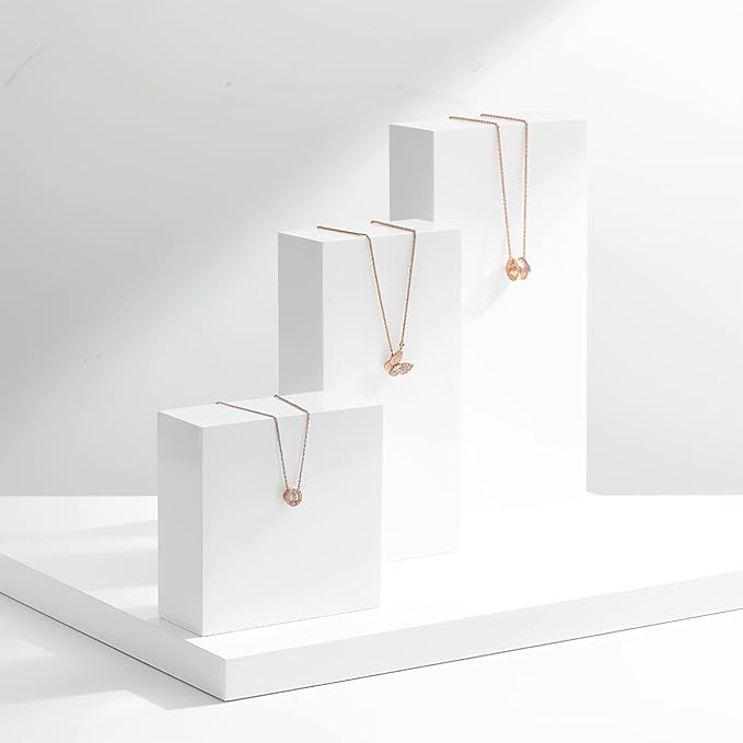 Oirlv Solid Wood Minimalism Style Jewelry Display Stand Showcase Jewelry Organizer Square Holder White Display Stand Riser (SM05206)