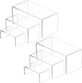 NIUBEE Acrylic Display Risers Stand 2 Sets,3 Steps Clear Riser Shelf Showcase for Amiibo Funko POP Figures -8.4"x6.3"x4.3"