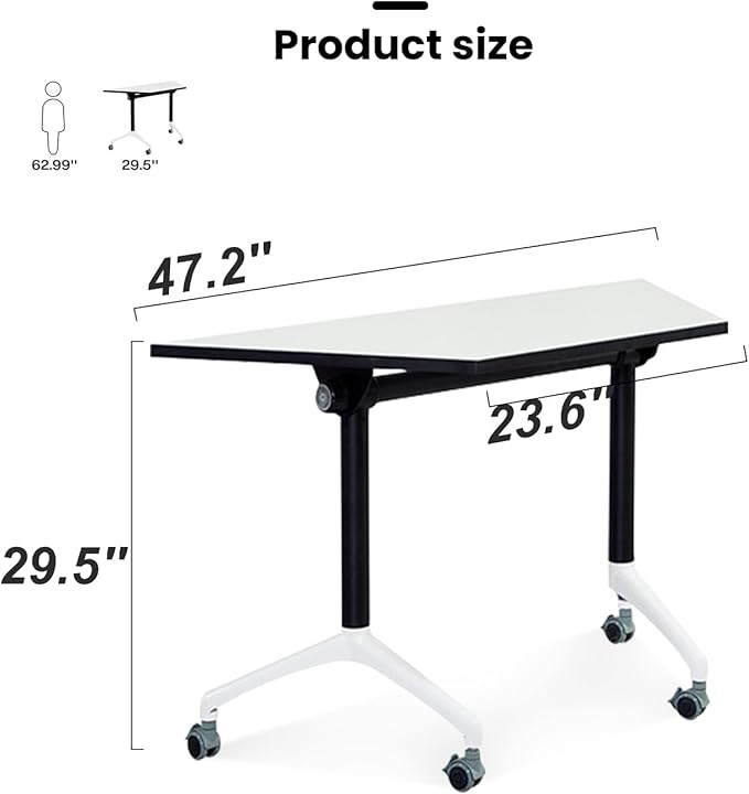 Conference Table,6 Pack Foldable Conference Room Table,47.2in Rolling Meeting Seminar Table with Casters,Business Mobile Training Tables for 6-8 People,Modern Seminar Boardroom Tables for Office